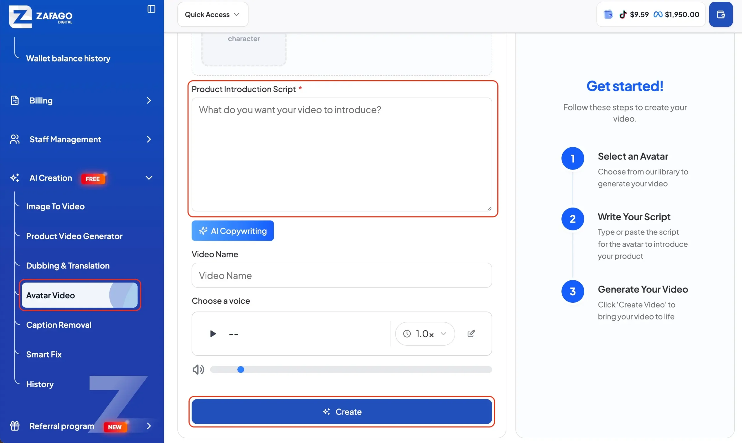 Create an Avatar Video AI
