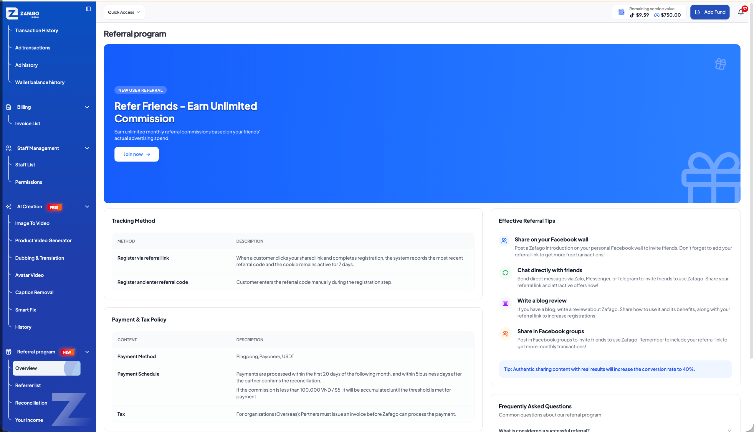 Zafago Portal Referral Program