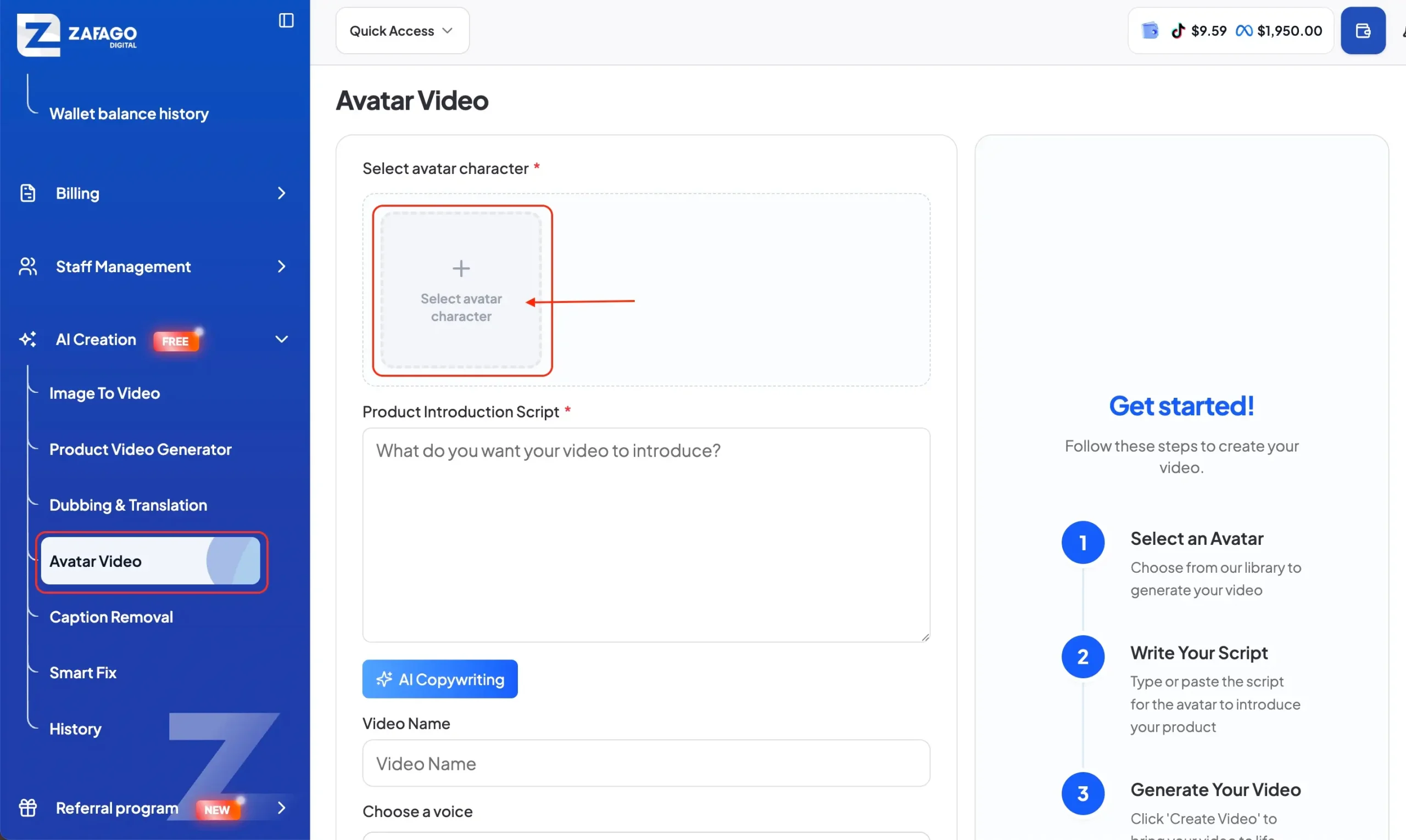 Create an Avatar Video AI